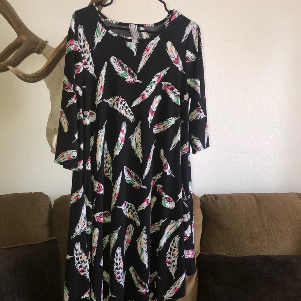 feather print dress